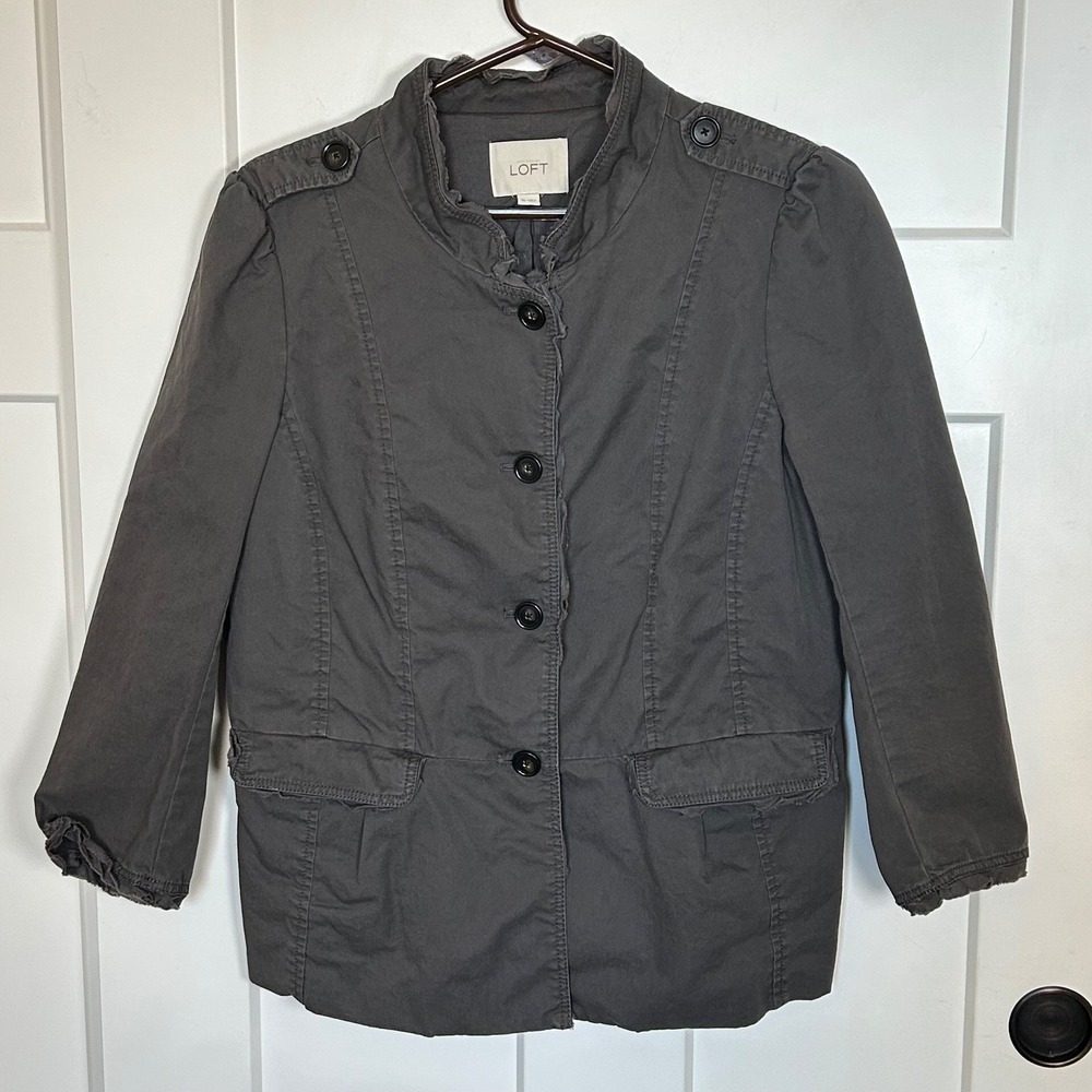 Ann Taylor Loft Utility Military Jacket  - Grey‎ - Women's  Size 10
